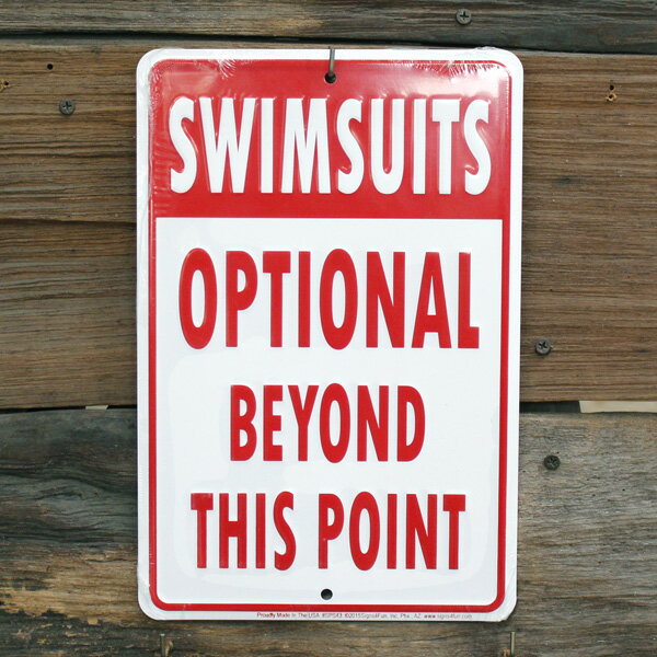 ティンサインプレート 「Swimsuits Optional」 #SPS43 ガレージング 看板 アメリカ雑貨 アメリカン雑貨