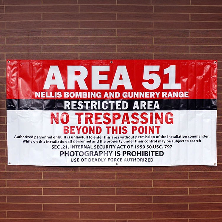 ラージシートバナー 「AREA 51」（エリア51）　UFO ロズウェル ガレージング フラッグ タペストリー バナー 壁面装飾 店舗装飾