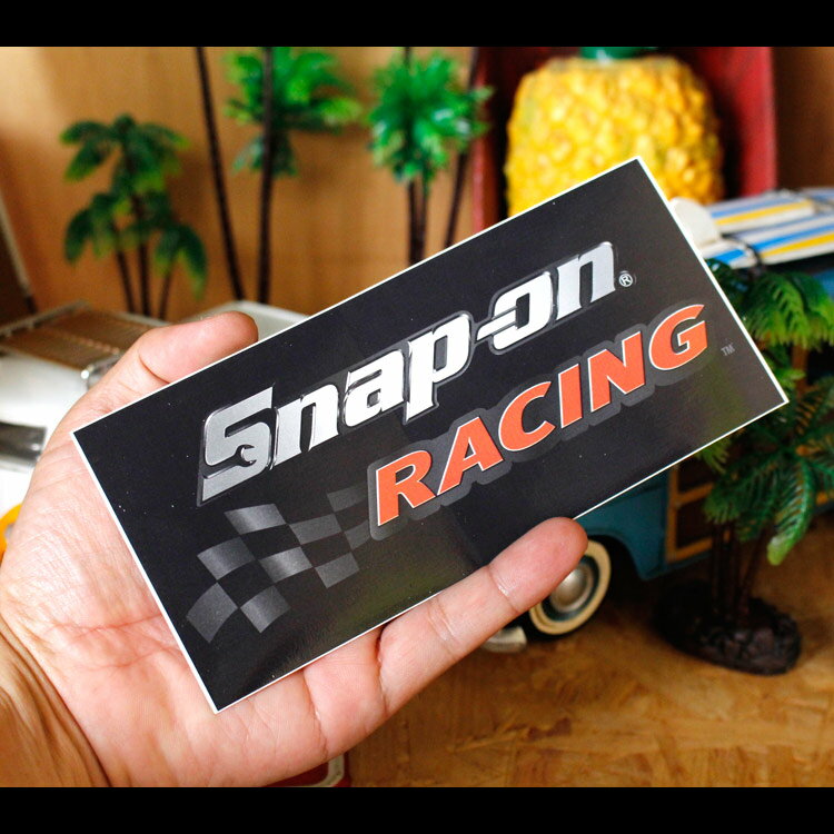ステッカー 車 かっこいい スナップオン 黒四角 SNAP-ON RACING 縦8.2×横17.6cm Snap-on シール デカール アメリカ雑貨 アメリカン雑貨