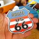 ステッカー アメリカン スーツケース ルート66 シールドステッカー Route66 スターズ＆ストライプス 星条旗柄 シール 車 アメリカ雑貨 アメリカン雑貨