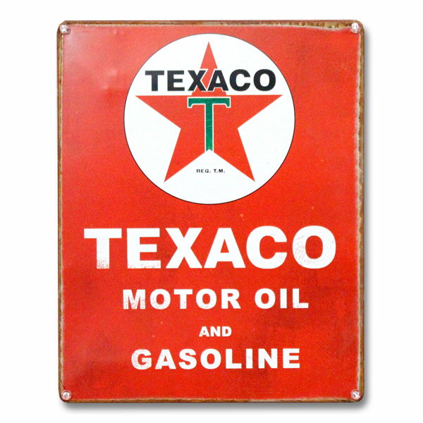 コレクティブルメタルサイン「TEXACO MOTOR OIL テキサコ モーターオイル」 #10075 ブリキ看板 アメリ..