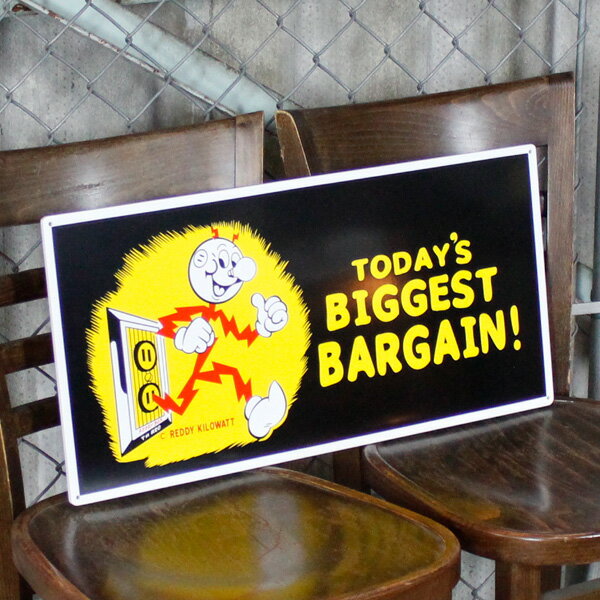 MDFサインボード 「レディキロワット BARGAIN」 横60×縦29cm 木製看板 アメリカンインテリア REDDY KILOWATT ガレージング アメリカ雑貨 アメリカン雑貨 3