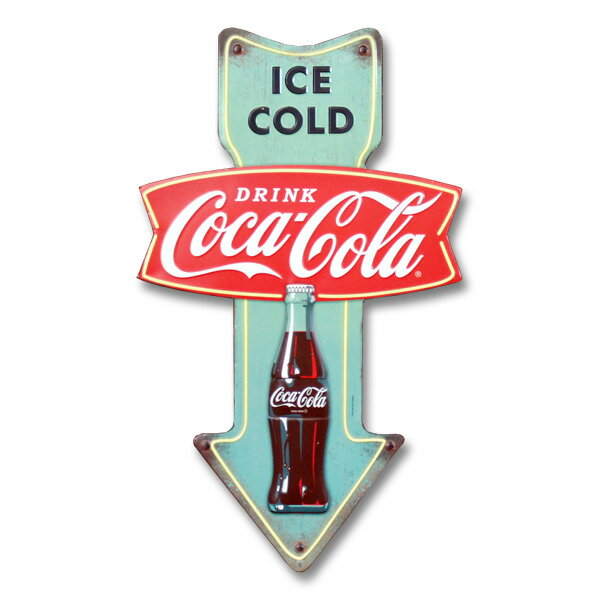 ダイカットメタルサイン 「コカ・コーラ ARROW」横36×縦60cm Coca-Cola ブリキ看板 アメリカ雑貨 アメリカン雑貨