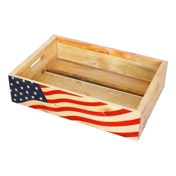 ウッドクレート 「USAフラッグ」 星条旗柄 木箱 収納 アメリカ雑貨 アメリカン雑貨