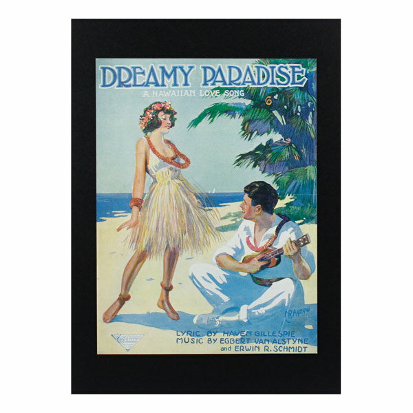 楽天アメリカン雑貨COLOURハワイアンポスター フラガールシリーズ F-268 DREAMY PARADISE アートサイズ：縦28.3×横21.2cm