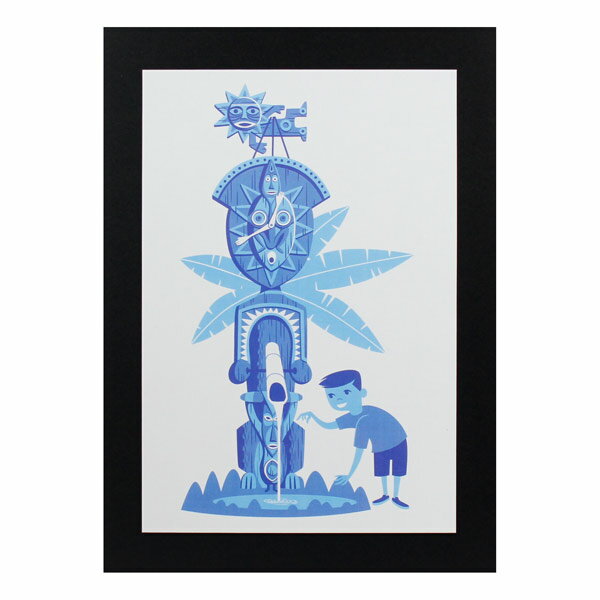 ハワイアンポスター ハワイアンシリーズ H-161 Shag Art Print Blue Tiki アートサイズ：縦30.6×横20.7cm