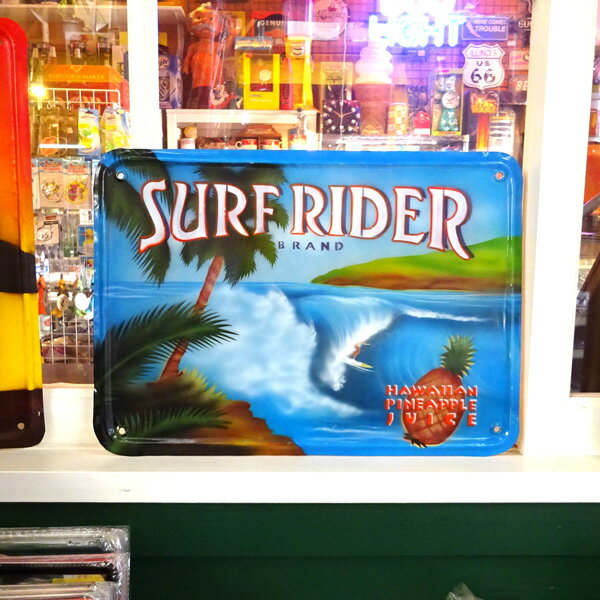 ブリキプレート「SURF RIDER」 看板 ウォールデコレーション インテリア アメリカ雑貨 アメリカン雑貨