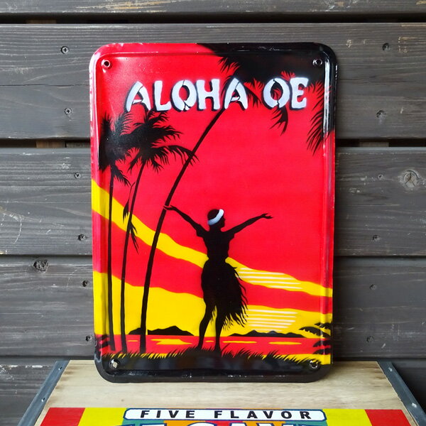 ブリキプレート「ALOHA OE」 看板 ウォールデコレーション インテリア アメリカ雑貨 アメリカン雑貨 2