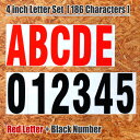 サインボード用 4インチ レターセット (赤文字+黒数字)186文字セット フォントセット アメリカ雑貨 アメリカン雑貨