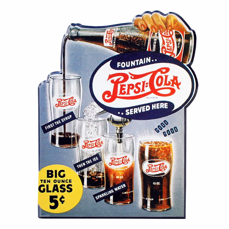 アンティークデザイン 木製看板 ダイカットプラーク ペプシ 5セント Pepsi インテリア アメリカ雑貨 アメリカン雑貨