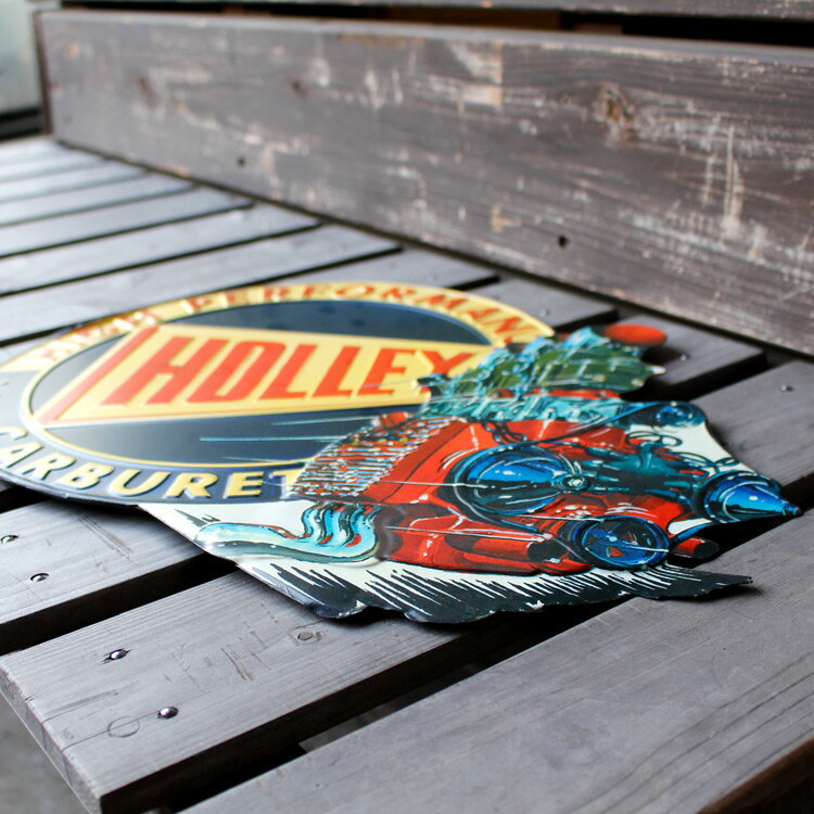 ダイカットメタルサイン HOLLEY ホーリー 縦38×横39cm ブリキ看板 インテリア アメリカ雑貨 アメリカン雑貨 [2]