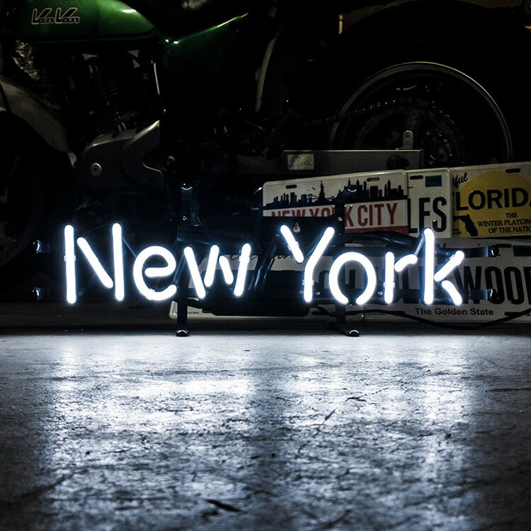 アメリカンネオンサイン New York ニューヨーク 文字デザイン 縦17×横54cm バー ガレージ インテリア ネオン管 電飾 店舗装飾 アメリカ雑貨