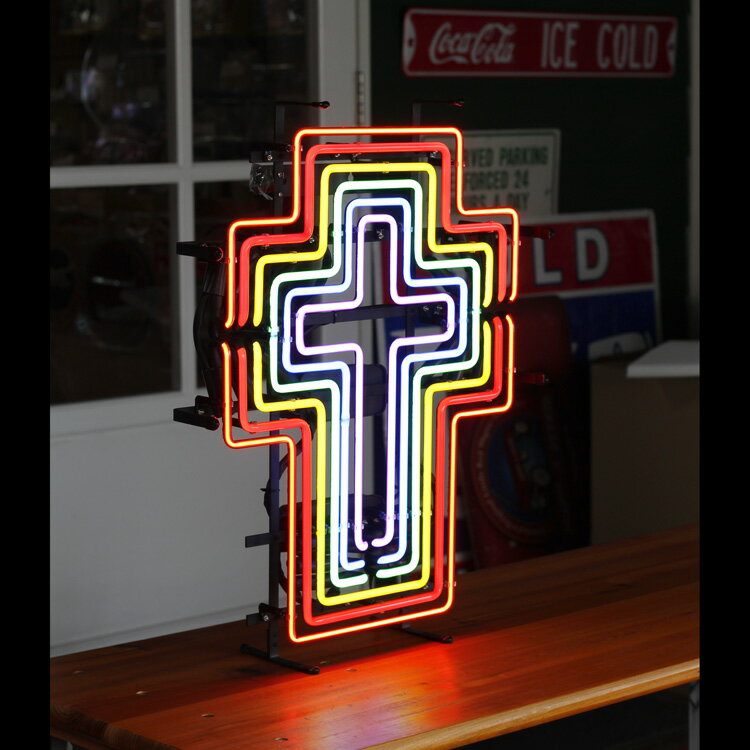 アメリカンネオンサイン CROSS クロス 縦61×横49cm 十字架 店舗装飾 インテリア レストラン メキシカン アメリカ雑貨 2