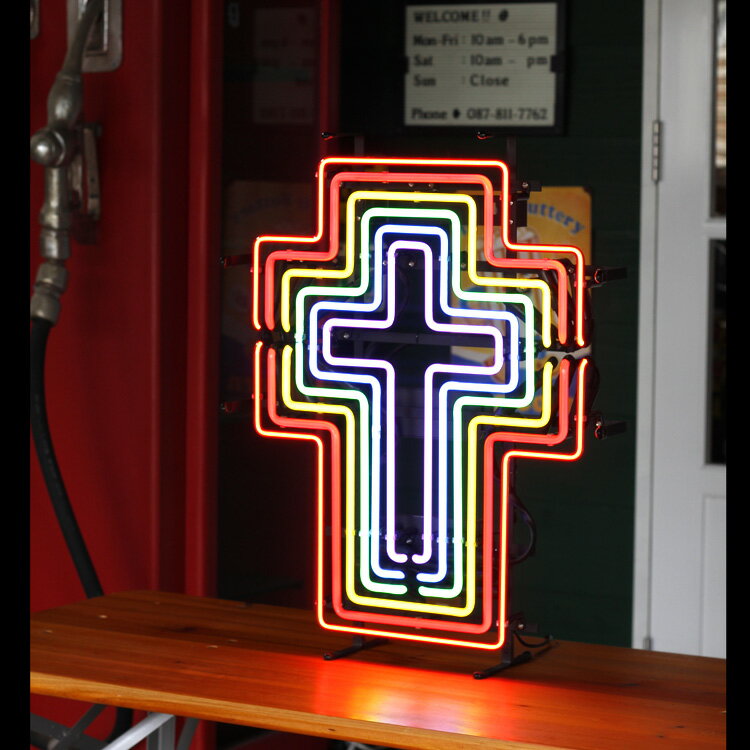 アメリカンネオンサイン CROSS クロス 縦61×横49cm 十字架 店舗装飾 インテリア レストラン メキシカン アメリカ雑貨 3