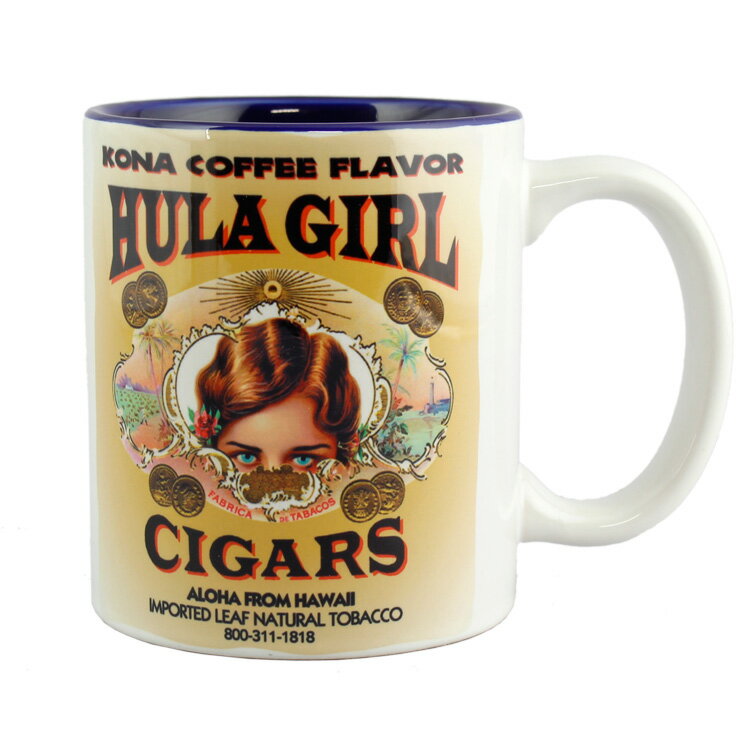 陶器製 マグカップ フラガール・コーヒー （ネイビー） ハワイ お土産 ハワイアン雑貨 アメリカン雑貨 HULA GIRL COFFEE