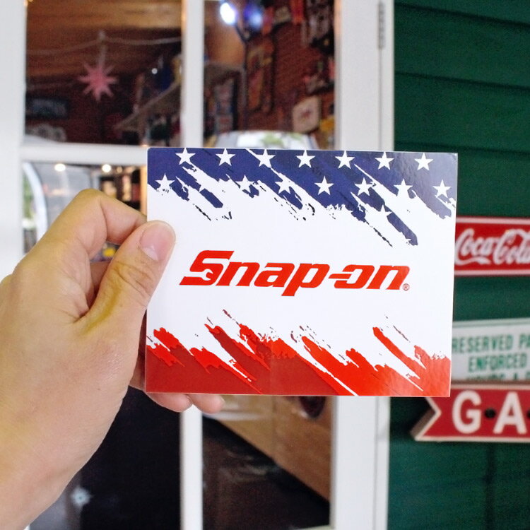 Snap-on スナップオン デカール スクエア 星条旗風 トリコロール 縦10.2×横12.7cm ステッカー シール 車 ガレージ アメリカン雑貨 2