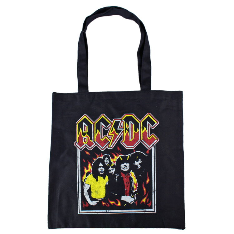 ショッピングトート ロックバンド「AC/DC」フレームス ジャケットデザイン キャンバス地 薄手 持ち運びやすい 買い物バッグ トートバッグ オフィシャルグッズ アメリカン雑貨