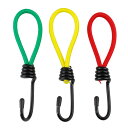 インストゥルメンタル フック付き ストレッチコード(ラスタカラー3色セット)全長15cm(約) アウトドアグッズ テント 張綱 アクセサリー アメリカン雑貨(4)