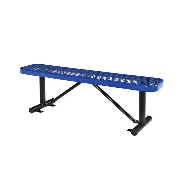 USパークベンチ ショート ブルー 高さ47×幅123×奥行き30cm スチール製 公園ベンチ イス チェア エクス..