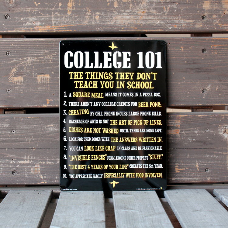 看板 ファンサイン COLLEGE 101 縦29.5×横21cm ブリキ製 おもしろ看板 店舗 ディス...