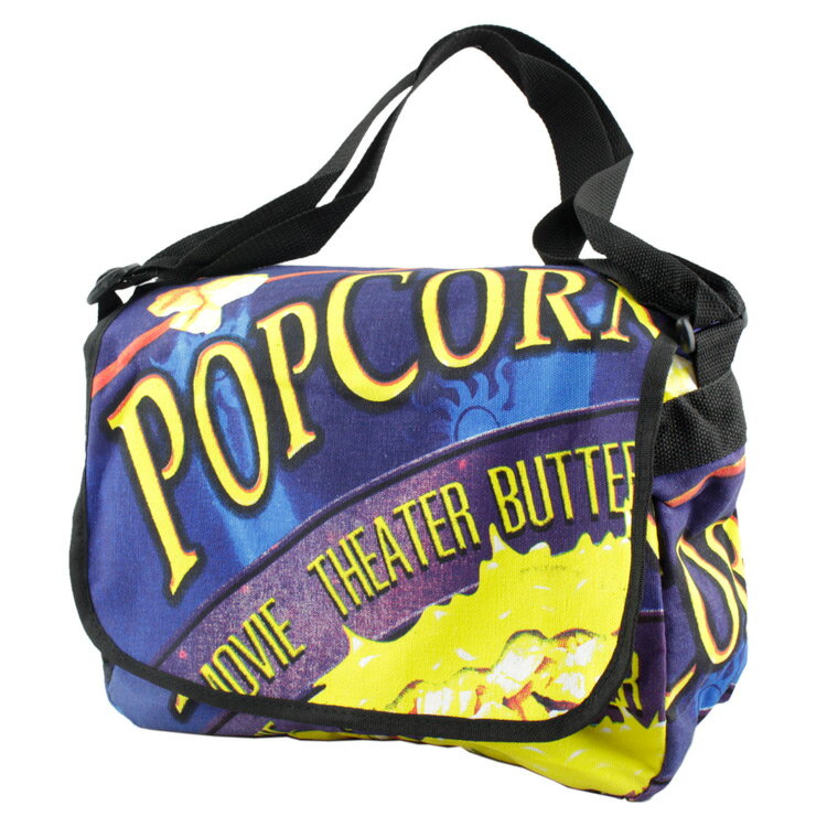 Rakuten - メッセンジャーバッグ POPCORN ポップコーン 高さ25x幅33x奥行き14cm（ベルト長80~135cm）コットン製 ポリエステル 斜め掛け ショルダー バッグ かばん アメリカン雑貨