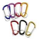 キーリング付き D型 カラビナ 7色セット 7.7×4.5cm フック キーホルダー ファッション アウトドア 登山 釣り 紛失防止