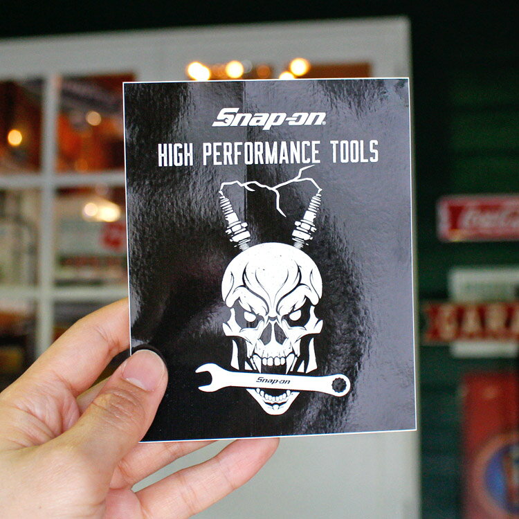 ステッカー Snap-on スナップオン デカール スクエア ブラック HIGH PERFORMANSE TOOLS スカル 縦12.5×横10.1cm シール 車 ガレージ アメリカン雑貨の商品画像 2