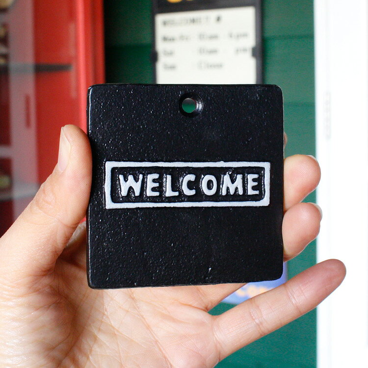 看板 アイアンプレート WELCOME SLW088 高さ7×幅7×奥行0.5cm 130g 鉄製 ウェルカム...