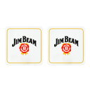 ラバー製 コースター 2枚セット 「JIM BEAM ジンビーム」ホワイト 縦9.4×横9.4×厚み0.3cm バーグッズ アメリカ雑貨 アメリカン雑貨