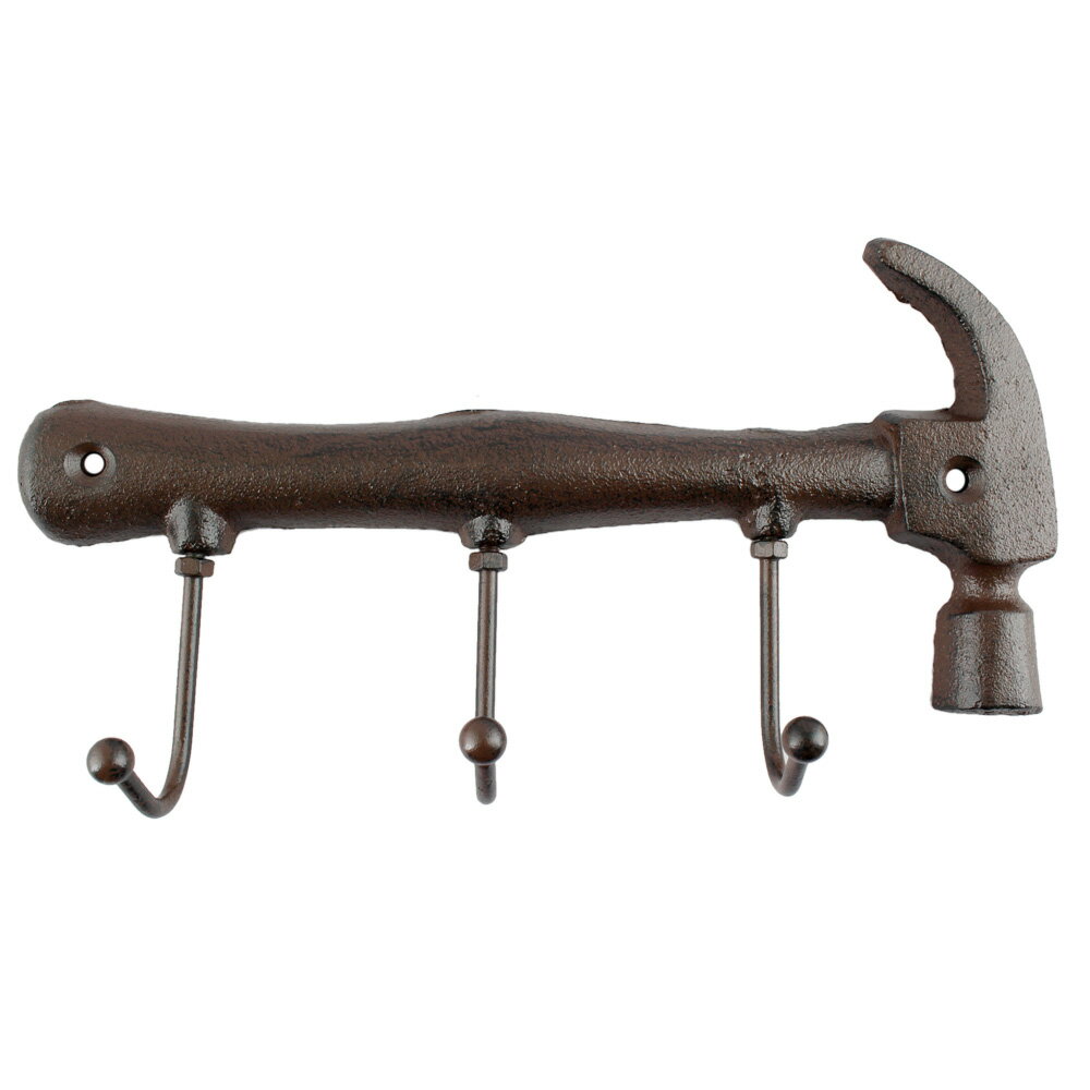 Hooks - 壁掛け フック ウォールマウント 工具型フック ハンマー 縦11.5×横24.5×奥行5cm 鋳造 ウォール ハンガー ビンテージ ガレージ おしゃれ 整理 インテリア小物
