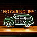 ネオンサイン / NO CAR NO LIFE ノーカーノーライフ 高さ33.5×幅51.5×奥行13cm(デザインサイズ:高さ26×幅46cm)インテリア ネオン管 電飾 店舗装飾 ガレージ アメリカ雑貨 アメリカン雑貨