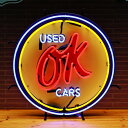 看板 ネオンサイン / OKユーズドカー OK USED CARS 高さ60.5×横60.5×奥行き15.5cm (デザイン部サイズ:高さ58×幅58cm) ネ...