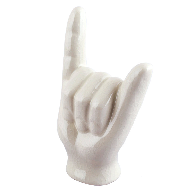 ポーセリン ハンドオブジェ "Hang Loose ハングルーズ” 幅94×奥行51×高さ145mm 142g 陶器製 置物 手 アロハポーズ インテリア アメリカン雑貨 [2]