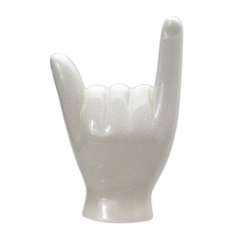 ポーセリン ハンドオブジェ "Hang Loose ハングルーズ” 幅94×奥行51×高さ145mm 142g 陶器製 置物 手 アロハポーズ インテリア アメリカン雑貨 [3]