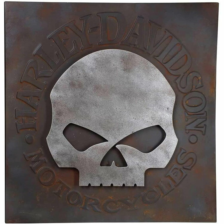 看板 HARLEY-DAVIDSON ハーレーダビッドソン ウィリーG スカルメタルウォールアート HDL-15520 錆び ヴィンテージ スカル アメリカ雑貨