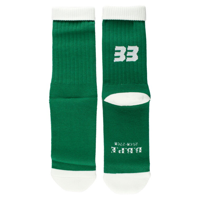 靴下S-SOCKS #33 グリーン 幅7.5×高さ38cm コットン / アクリル製 クルー スポーツ ソックス 日本製 メンズ レディース ラリーバード NBA Billy Browns Personal Effects