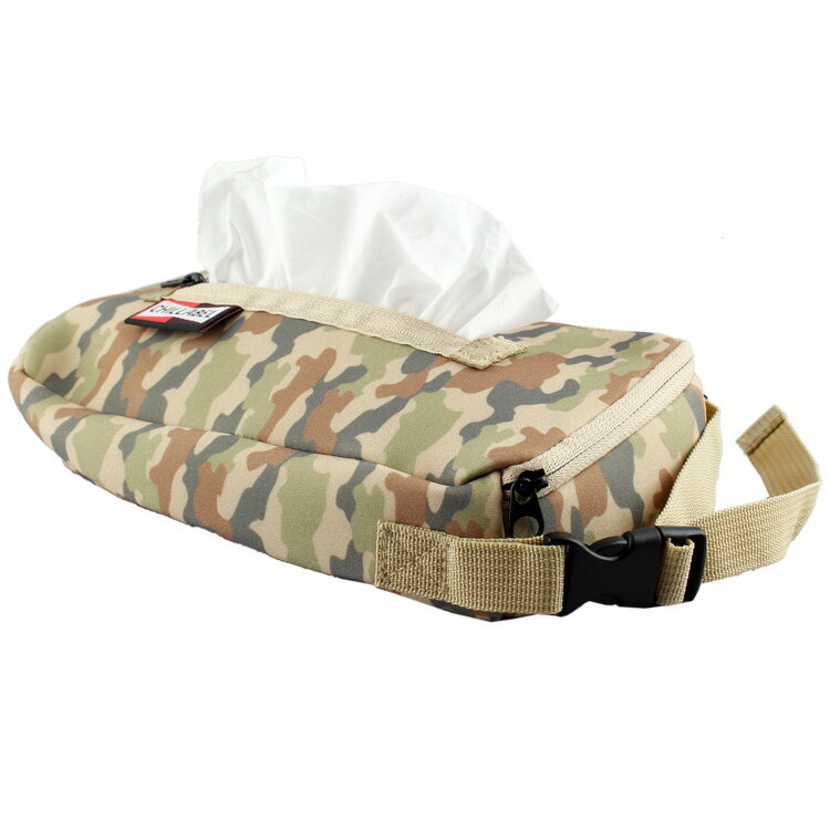 インストゥルメンタル ソフトティシュカバー カモフラ 横13.5×縦22.5×厚み6cm ポリエステル製 調節可能ベルト 吊り下げ アウトドア 車用 アメリカン雑貨 [3]
