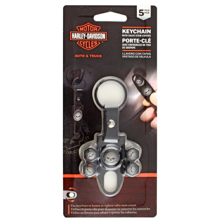 キーホルダー HARLEY-DAVIDSON ハーレーダビッドソン バルブ ステム カバー＆キーチェーン SKULL #4530..