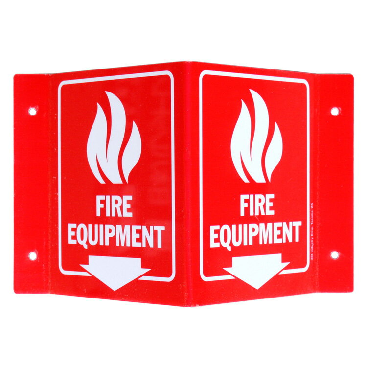 看板 プロジェクティングサイン ”FIRE EQUIPMENT（消火設備はこちら）” 高さ15.5×幅24×奥行9cm プラスチック製 消火器 消火栓 立体 アメリカン雑貨