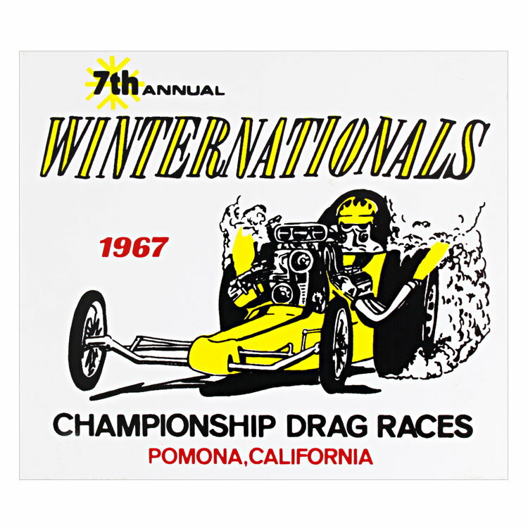 ヴィンテージ レーシング デカール 1967 WINTER NATIONALS CHAMPIONSHIP DRAG RACES 縦9.3×横10.5cm クリアフィルムタイプ