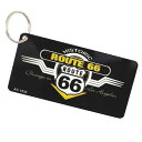 キーホルダー CMプレート アルミ キーリング Route66 Black Logo KC-1030 幅7.6×高さ3.8cm アルミ製 ルート66 アメリカ製 アメリカン雑貨