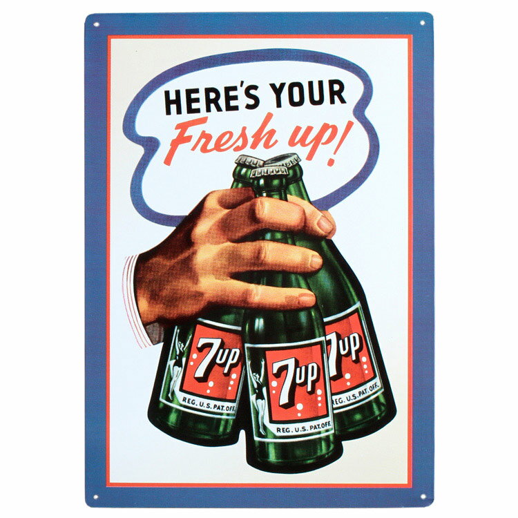 看板 メタルサイン 7UP Bottles セブンアップ ボトル SU-01 高さ42.5×幅30cm 店舗 装飾 インテリア アメリカン雑貨