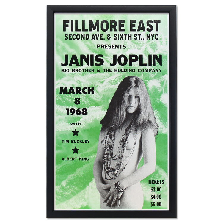 額入りバンドポスター ジャニス・ジョプリン MARCH 8 1968 サイズ：36.1×59cm ショープリント 輸入ポスター インテリア アメリカン雑貨