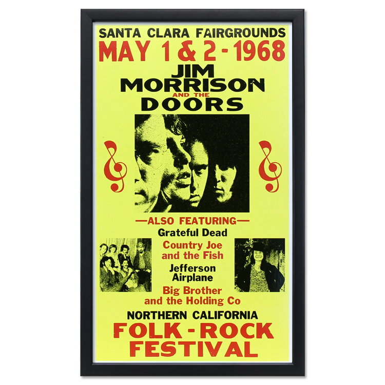 額入りバンドポスター ジム・モリソン アンド ザ ドアーズ FOLK ROCK FESTIVAL MAY 1&2 1968 サイズ：36.1×59cm ショープリント 輸入ポスター インテリア アメリカン雑貨