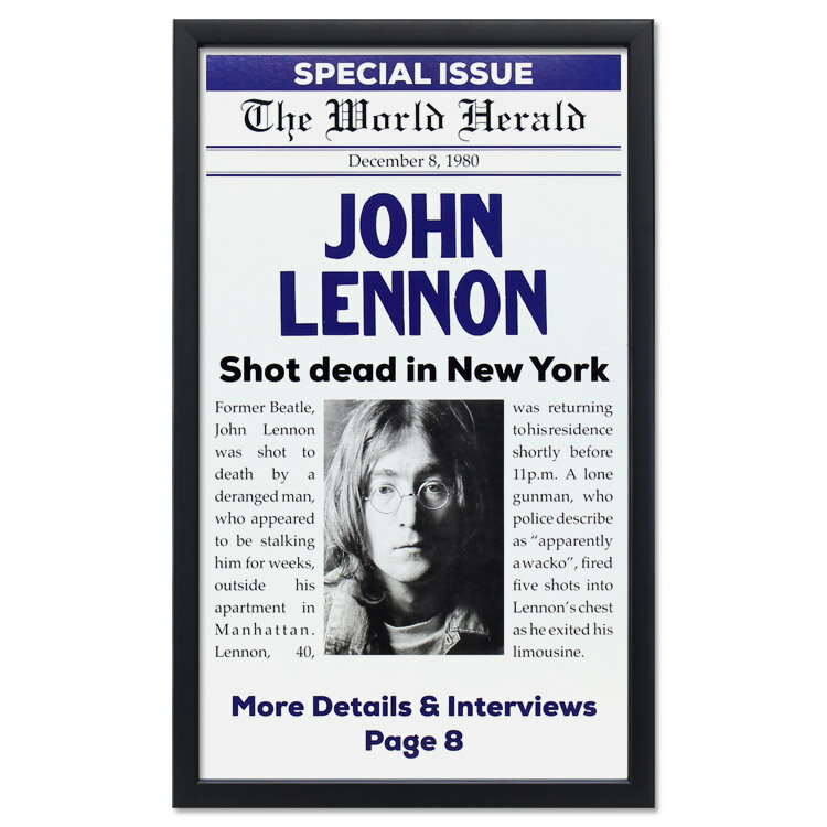 楽天アメリカン雑貨COLOUR額入りバンドポスター JOHN LENNON ジョン・レノン December 8 1980 サイズ：36.1×59cm ショープリント 輸入ポスター インテリア アメリカン雑貨