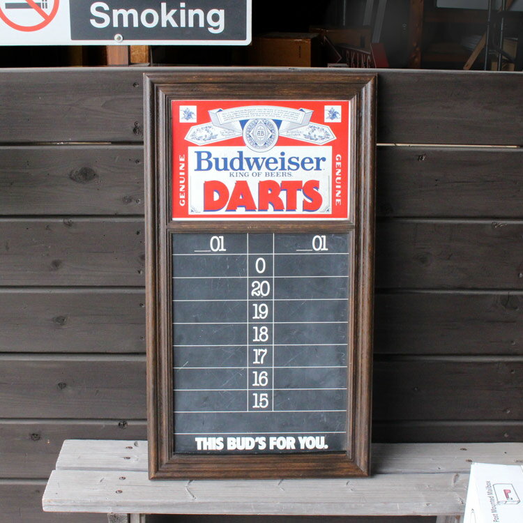 【1点物】アメリカンビンテージ看板 Budweiser バドワイザー ダーツ スコアボード チョークボード 高さ79cm×幅44cm厚さ2.5cm アメリカ製
