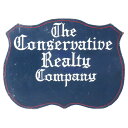 【1点物】 アメリカンビンテージ看板 The conservative Realty Company 高さ45.5cm×幅60.5cm厚さ1.5cm 1点物 両...