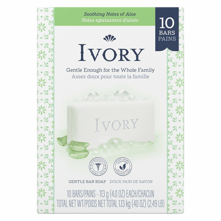 固形石鹸 IVORY アイボリー 石鹸 アロエ 90g×10個パック IVORY 化粧石鹸 アメリカ雑貨 P＆G