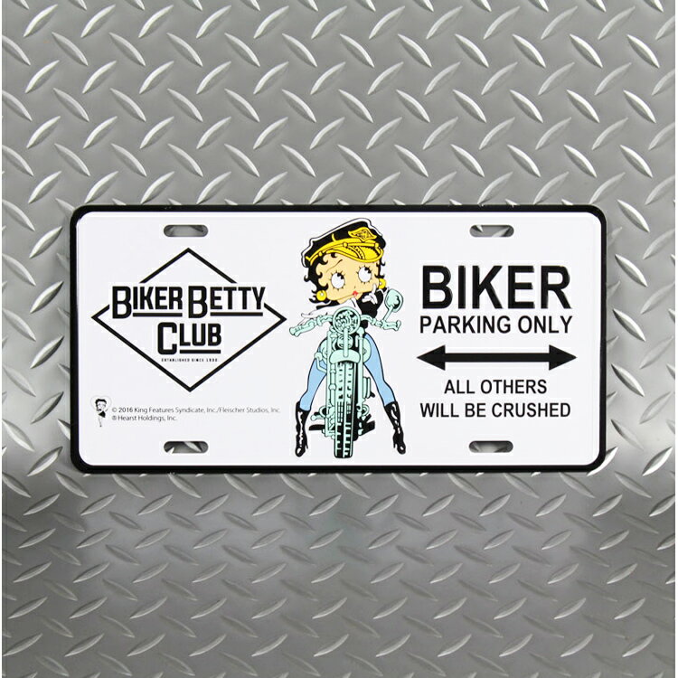 CMプレート ベティーブープ BIKER BETTY CLUB CMP-145 縦15.3×横30.3cm ナンバープレート型 インテリア 看板 アルミ製 アメリカン雑貨