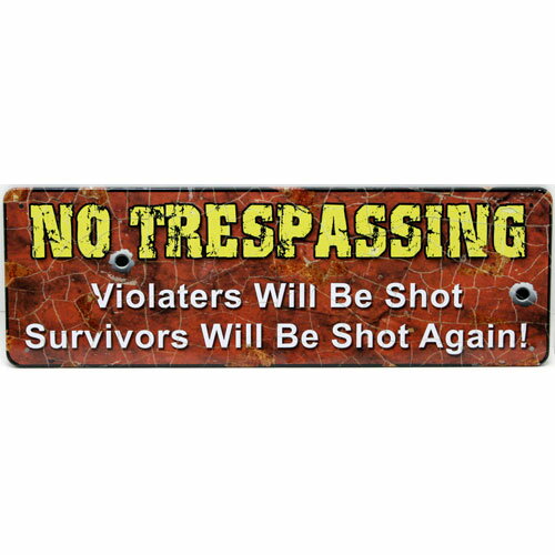 ティンプレート（S) NO TRESSPASSING 縦9×横27cm ブリキ看板 インテリア アメリカ雑貨